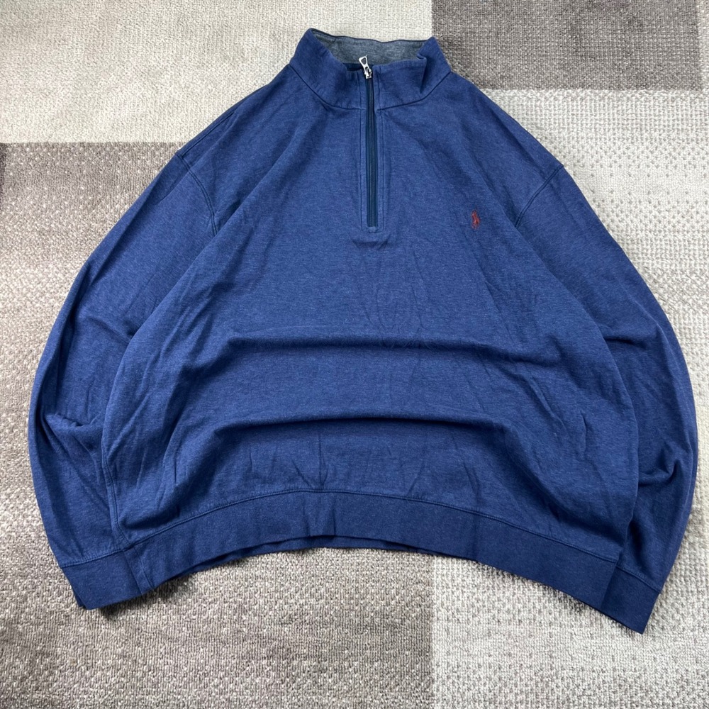 Polo Ralph Lauren‎ Mens 2XB Blue Heather Quarter Zip Pullover Sweater